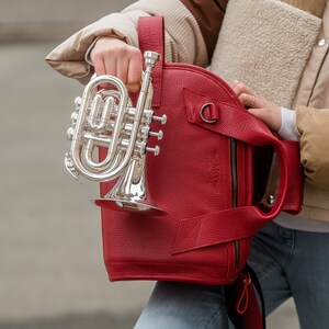 Pocket Trumpet bag, trumpet gig bag, Trumpet Bag, trumpet case, personalized gift for trumpet player, genuine leather