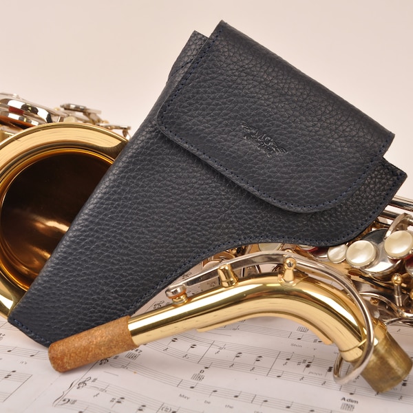 Alto Saxophone Neck Pouch made of genuine leather by MG Leather Work, saxophone neck holder, personalized handmade gift for saxophone player