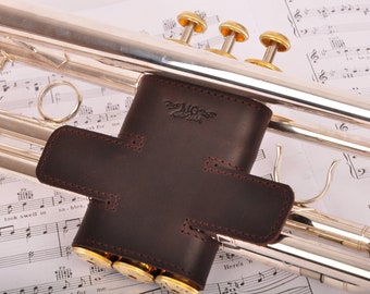 Trumpet valve guard, personalized trumpet valve protector MG Leather Work gift for trumpet players, gifts for trumpet lover, genuine leather