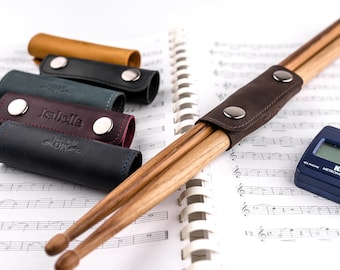 Personalized Crazy Horse Leather Drumstick Holder: Drummer Gift