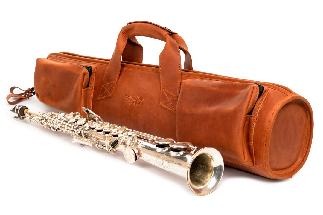 Straight Soprano Saxophone Gig Bag by MG Leather Work. Sax Case. Gift