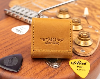 Portapúas de guitarra de cuero personalizado: regalo para músicos