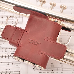 Trumpet valve guard by MG Leather Work, customized trumpet valve protector, personalized gift for trumpet player, gifts for trumpet lover