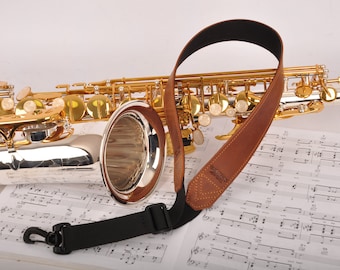 Handmade Leather Saxophone Neck Strap: Adjustable Soprano, Alto, Tenor Sax Strap