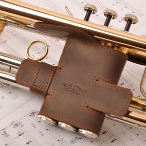 Personalized Trumpet Genuine Leather Valve Protector, gift for trumpet players, trumpet valve guard by MG Leather Work