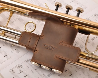 Personalized Trumpet Genuine Leather Valve Protector, gift for trumpet players, trumpet valve guard by MG Leather Work