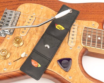 Portapúas de guitarra de cuero personalizado: regalo personalizado para músicos