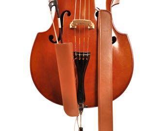 Bass bow quiver and Bass bow case, genuine leather bow quiver and case MG Leather Work, personalized gift for bass player, bass bow holder