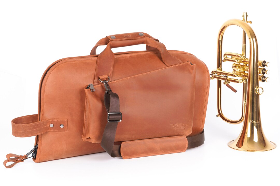Flugelhorn Leather Bag by MG Leather Work, Flugelhorn Case, Trumpet