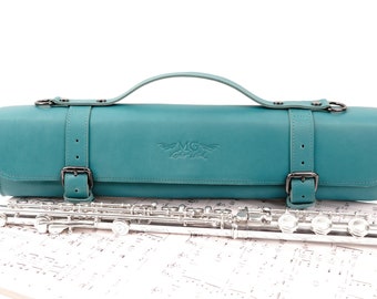 Beaumont Teal Corduroy Flute Case Cover – For C-Foot French Style Cases, Padded, With Shoulder Strap