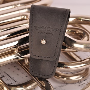 French horn leather mouthpiece holder, french horn mouthpiece case, french horn mouthpiece pouch, personalized gift for french horn player