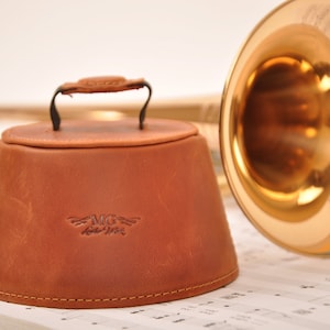 Personalized Trumpet Leather Plunger Mute, Genuine Leather Trumpet Mute, Lightweight magnetic plunger mute for jazz and classical trumpeter