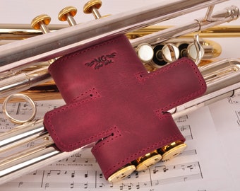 Trumpet valve protector MG Leather Work, Personalized High-quality leather trumpet valve guard, trumpet valve protection, gift for trumpeter