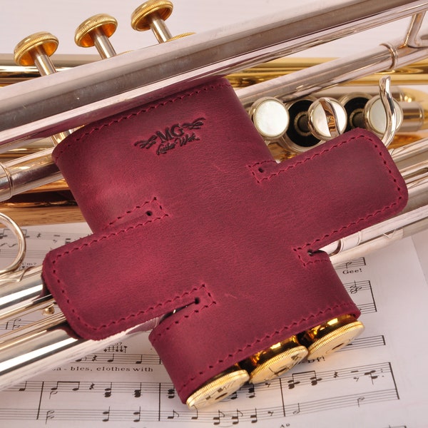 Trumpet valve protector MG Leather Work, Personalized High-quality leather trumpet valve guard, trumpet valve protection, gift for trumpeter