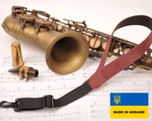 Personalized Saxophone neck Strap for Alto Tenor Baritone Soprano Sax, gift for Saxophone player, Handmade leather sax neck strap, sax lover