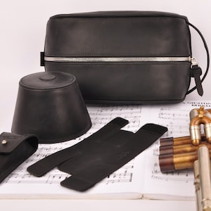 Trumpet Mute, Valve Guard and Mouthpiece pouch, Personalized gift for trumpet player, Gift set for trumpeter, Trumpet Accessories