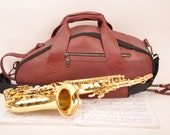 Soprano Saxophone Gig Bag Genuine Crazy Horse Leather Lightweight Bag for Soprano Sax by MG Leather Work, personalized gift for sax player