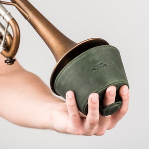 Trumpet Personalized Leather Magnetic mute, trumpet plunger mute by MG Leather Work, gift for trumpet player, trumpet plunger mute