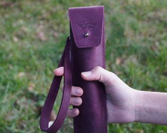 Bolsa de cuero personalizada para baquetas: regalo para músicos, cierre de botón.