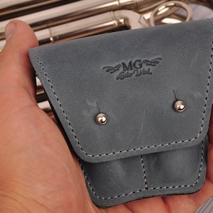 French horn leather mouthpiece holder, french horn mouthpiece case, french horn mouthpiece pouch, Personalized gift for french horn player