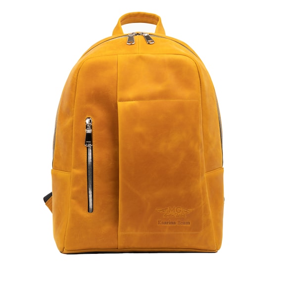 Genuine Leather City Backpack: Padded Laptop Tablet Pocket