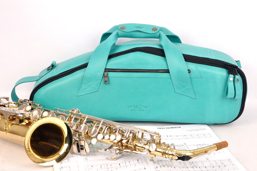 Genuine Leather Bag for Alto Sax by MG Leather Work, Personalized