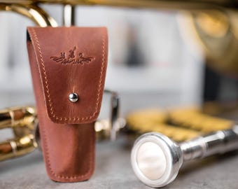 Leather Trombone Mouthpiece Pouch: Personalized Euphonium Accessory