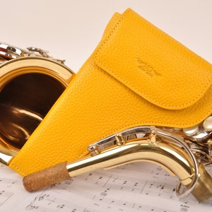 Alto Saxophone Neck Pouch, Genuine leather Saxophone Neck holder, Personalized handmade gift for saxophone player