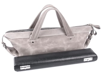 Borsa in pelle per flauto doppio: custodia personalizzata in pelle Crazy Horse italiana