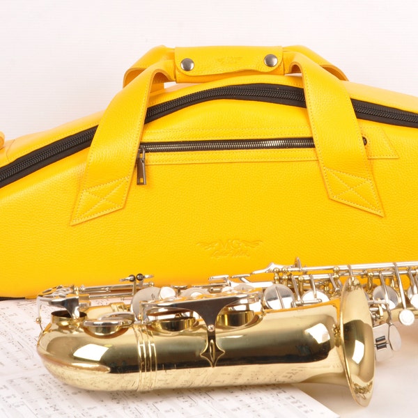 Alto Saxophone Bag by MG Leather Work, Alto saxophone case, alto sax accessories, very bright and stylish genuine leather saxophone case,