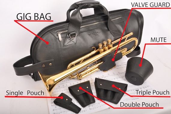 Trumpet Player Gift, Trumpet Gig Bag, Valve Guard, Mouthpiece Pouch for 1-7  Mouthpieces, Magnetic Mute, Trumpet Case, Personalized Gift 