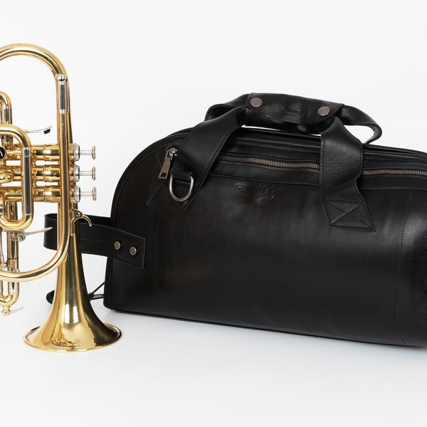 Cornet bag by MG Leather Work, cornet case, trumpet bag, trumpet case, trumpet carry bag, personalized gift for trumpet player, trumpet