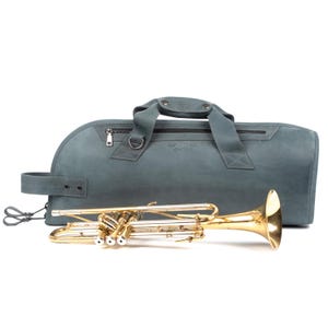 Leather Trumpet Gig Bag, Trumpet carrying case, Brass Accessories, Personalized gift for Trumpet player, Gift for trumpet lover