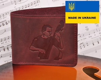 Personalized Leather wallet with Patitucci print great gift for bass players by MG Leather Work