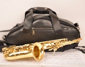 PERSONALIZED Soprano Saxophone Gig Bag Genuine Detroit Leather Lightweight Bag for Soprano Sax by MG Leather Work