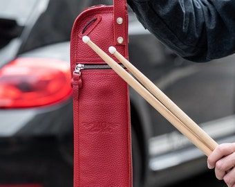 Handmade Italian Leather Drumstick Bag: Personalized Drummer Gift