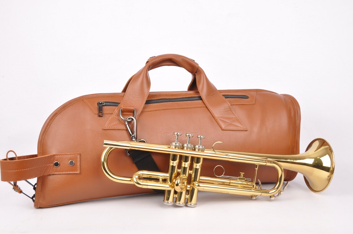 Trumpet Personalized leather Gig Bag by MG Leather Work Etsy