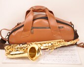 PERSONALIZED Soprano Saxophone Gig Bag Genuine Detroit Leather Lightweight Bag for Soprano Sax by MG Leather Work