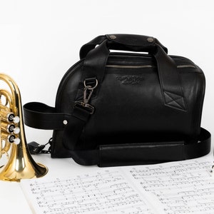 Pocket Trumpet bag, Trumpet Bag, Trumpet Case, trumpet carry bag, pocket trumpet genuine leather bag, personalized gift for trumpet player