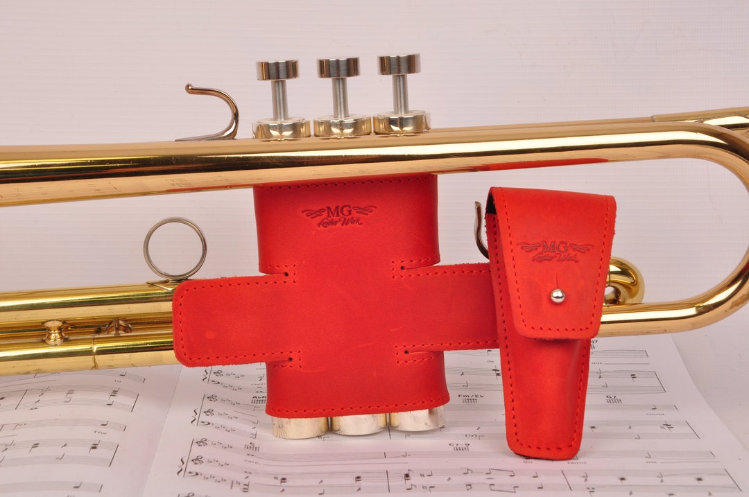 Trumpet Valve Guard and Trumpet Mouthpiece Holder by MG Leather Work