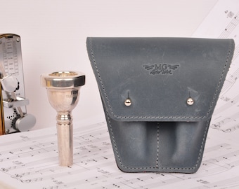 Trombone mouthpiece holder, euphonium mouthpiece holder, trombone mouthpiece case, trombone mouthpiece pouch, personalized handmade gift