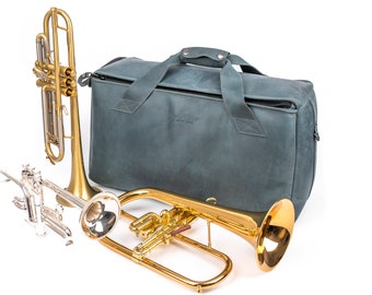 Trumpet Double or Triple Gig Bag by MG Leather Work, Trumpet/Flugelhorn Bag, Trumpet Triple Case cornet, piccolo trumpet, gift for trumpeter