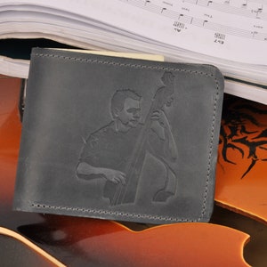Portafoglio in pelle personalizzato, stampa Patitucci, regalo per bassista, portafoglio in pelle con stampa, accessori da uomo, regalo per musicista
