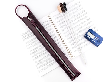 Leather Conductor Baton Case: Personalized Music Director Gift