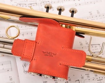 Trumpet valve protector MG Leather Work, customized trumpet valve guard, gift for trumpet players, gifts for trumpet lover, genuine leather
