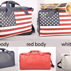 Trumpet, Flugelhorn, Cornet, Piccolo trumpet Double/Triple bag whit USA flag, leather bag for trumpet, flugelhorn, cornet, piccolo trumpet image 7