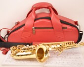 PERSONALIZED Soprano Saxophone Gig Bag Genuine Flotar Leather Lightweight Bag for Soprano Sax by MG Leather Work