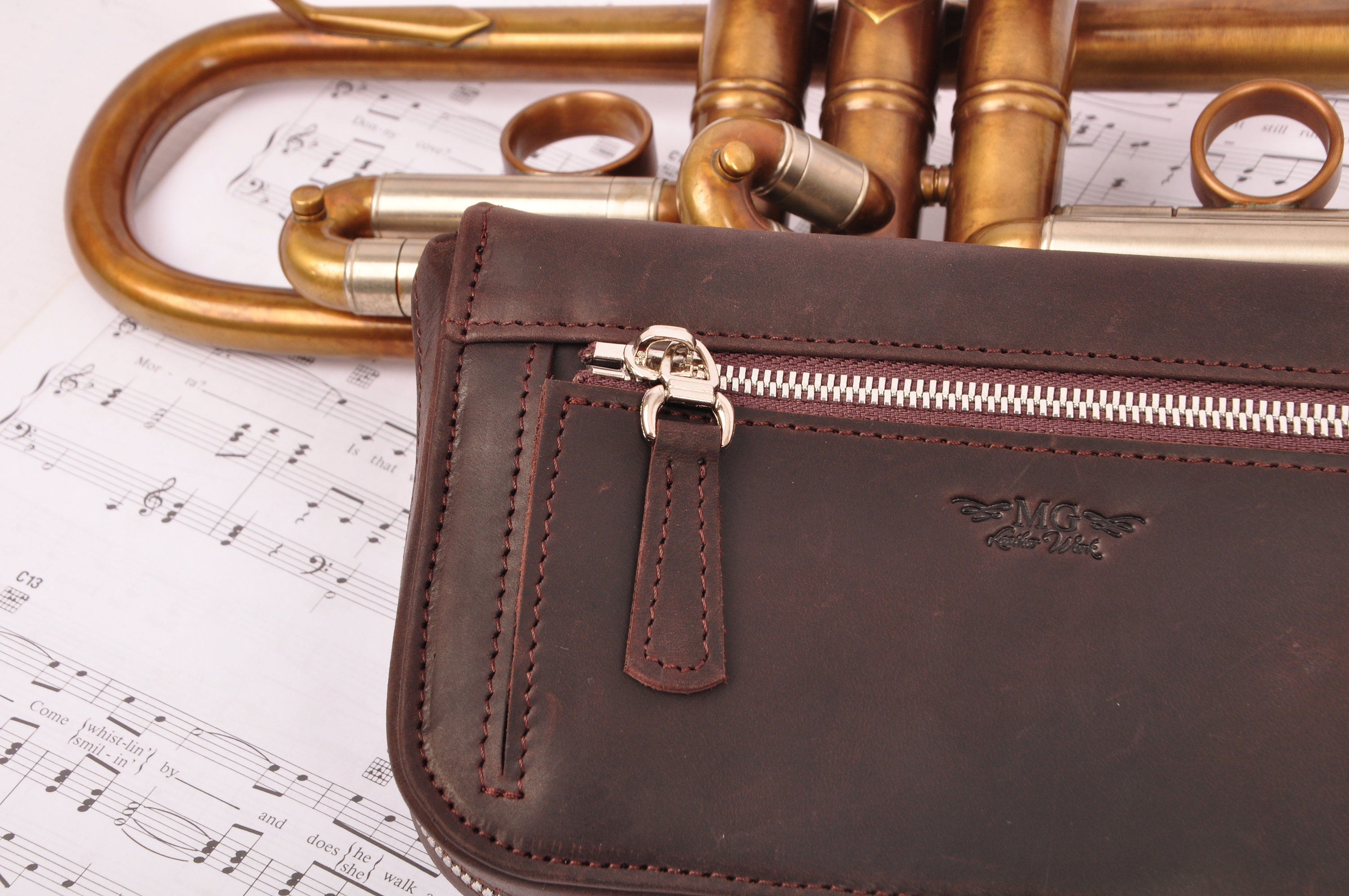 Personalized Trumpet leather holder for 7 trumpet mouthpieces Etsy