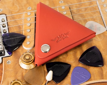 Portapúas de guitarra de cuero personalizado: regalo hecho a mano para guitarristas
