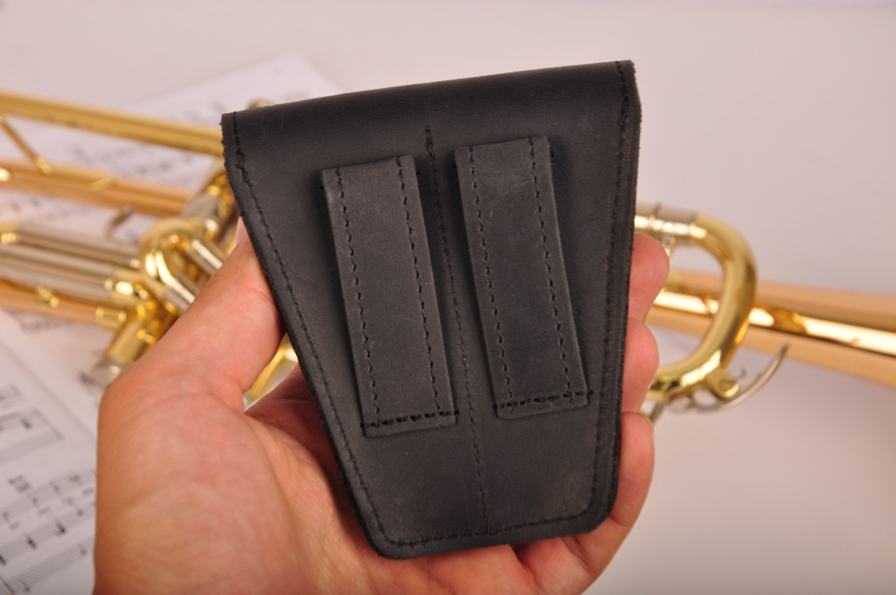 Trumpet Double Personalized leather mouthpiece holder for Etsy